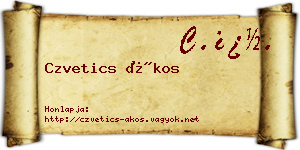 Czvetics Ákos névjegykártya